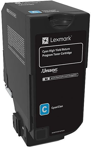 Lexmark 74 Cyan Extra High Yield Return Program Toner Cartridge, Prints Up to 12,000 Pages (74C1HC0)