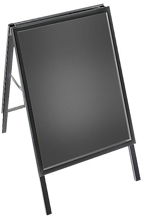 Azar Sign Holder, 23.75" x 36", Vertical, Freestanding, Black, Metal (300246)