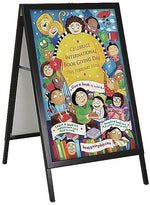 Azar Sign Holder, 23.75" x 36", Vertical, Freestanding, Black, Metal (300246)