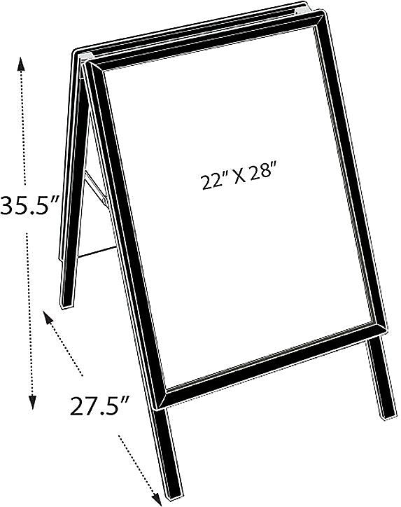 Azar Sign Holder, 23.75" x 36", Vertical, Freestanding, Black, Metal (300246)