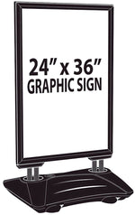 Azar Sign Holder, 26" x 43", Vertical, Freestanding, Black, Acrylic (300249)