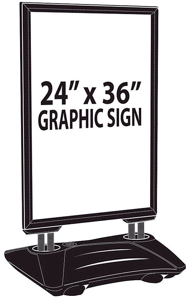 Azar Sign Holder, 26" x 43", Vertical, Freestanding, Black, Acrylic (300249)