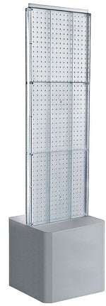 Azar Two-Sided Pegboard Floor Display on Adjustable Studio Base, 16"W x 60"H, Clear (700775-CLR)