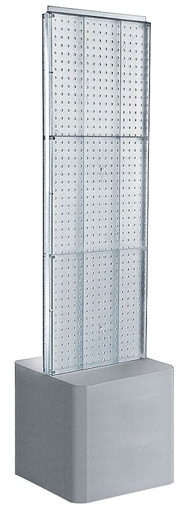 Azar Two-Sided Pegboard Floor Display on Adjustable Studio Base, 16"W x 60"H, Clear (700775-CLR)
