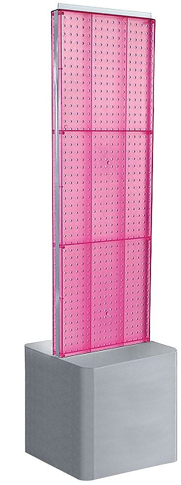 Azar Displays Two-Sided Pegboard Floor Display on Adjustable Studio Base, 16"W x 60"H, Pink (700775-PNK)