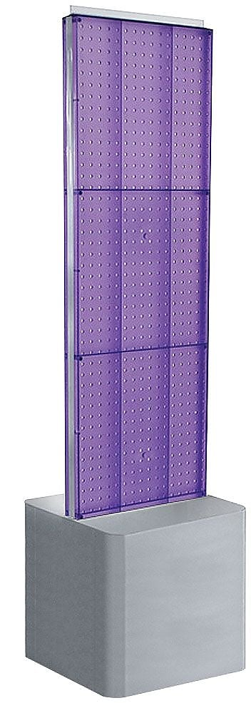 Azar Displays Two-Sided Pegboard Floor Display on Adjustable Studio Base, 16"W x 60"H, Purple (700775-PUR)