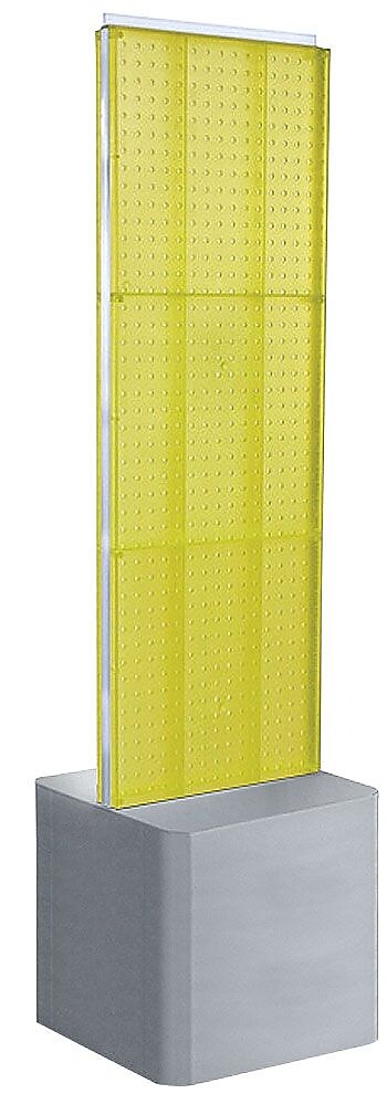 Azar Two-Sided Pegboard Floor Display on Adjustable Studio Base, 16"W x 60"H, Yellow (700775-YEL)