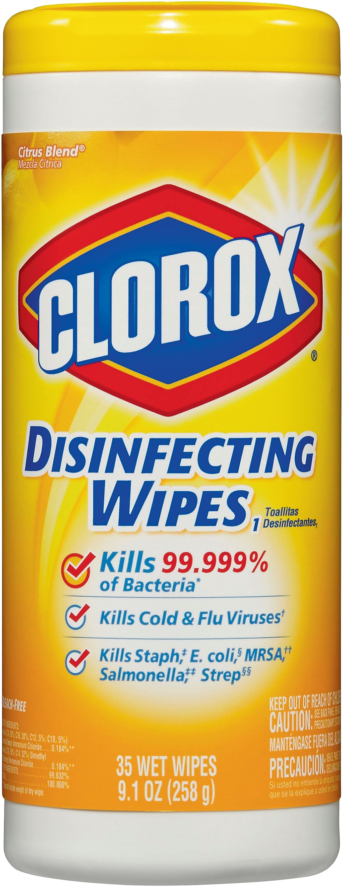 Clorox Disinfecting Wipes, Citrus Blend Scent, 35 Wipes/Container, 12/Carton (CLO01594CT)