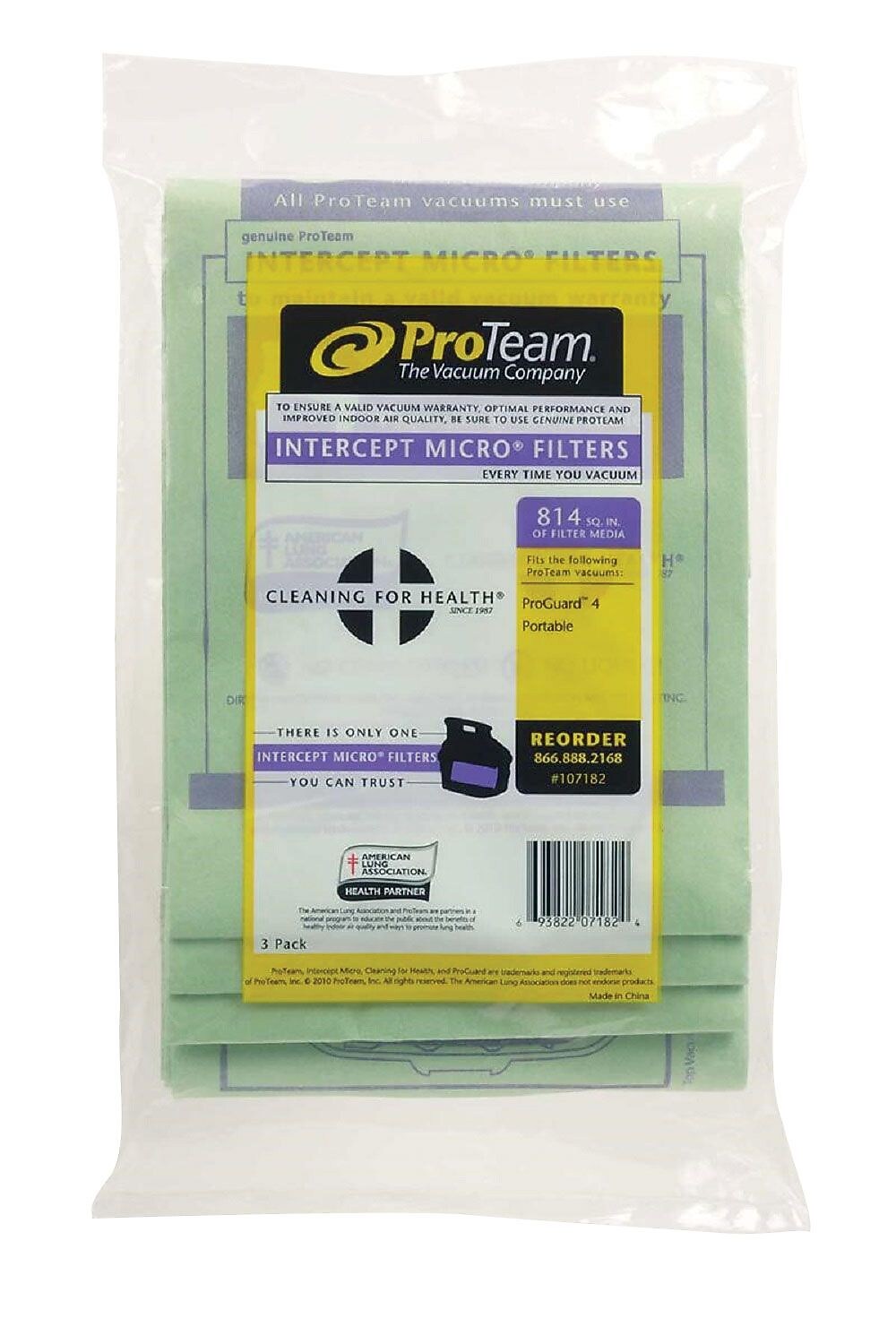ProTeam Intercept Vacuum Bag for 4 Gallon ProGuard Wet/Dry Vacuums, 3/Pack