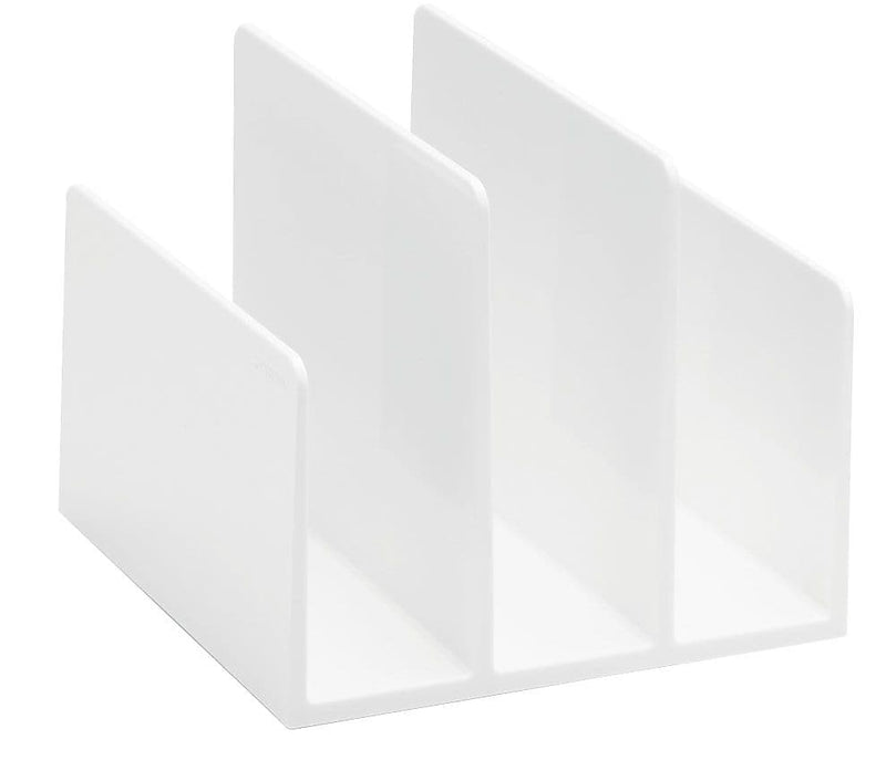 Poppin Fin 3 Compartment Plastic File Organizer, White (102742)
