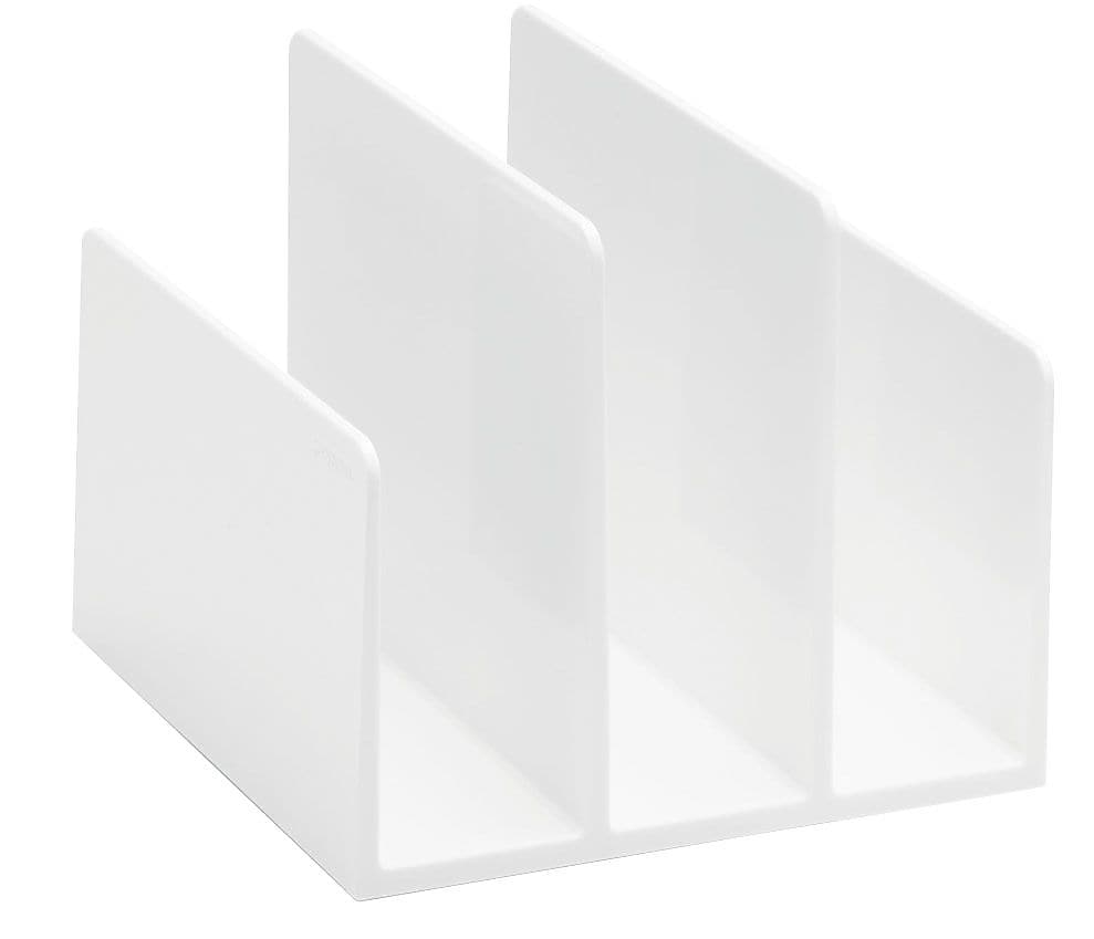 Poppin Fin 3 Compartment Plastic File Organizer, White (102742)