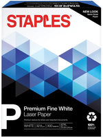 Staples 30% Recycled 8.5" x 11" Multipurpose Paper, 32 lbs., 100 Brightness, 300/Pack (358C-WH-STP)