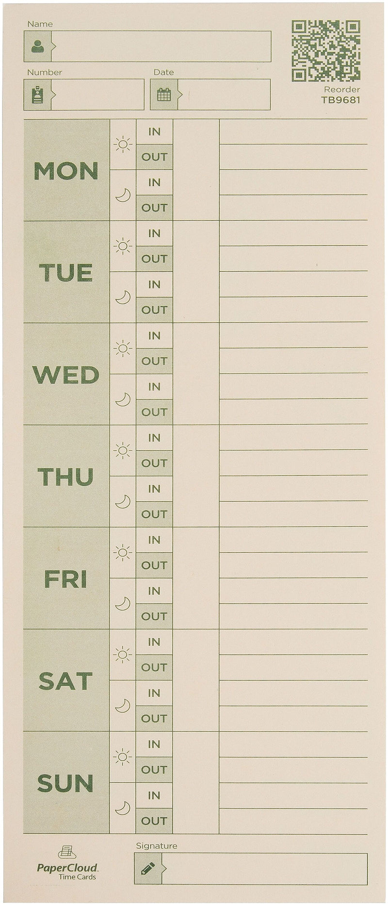 PaperCloud Weekly, Double Sided, 3 1/2 x 9, 220 pk, (TB968122)