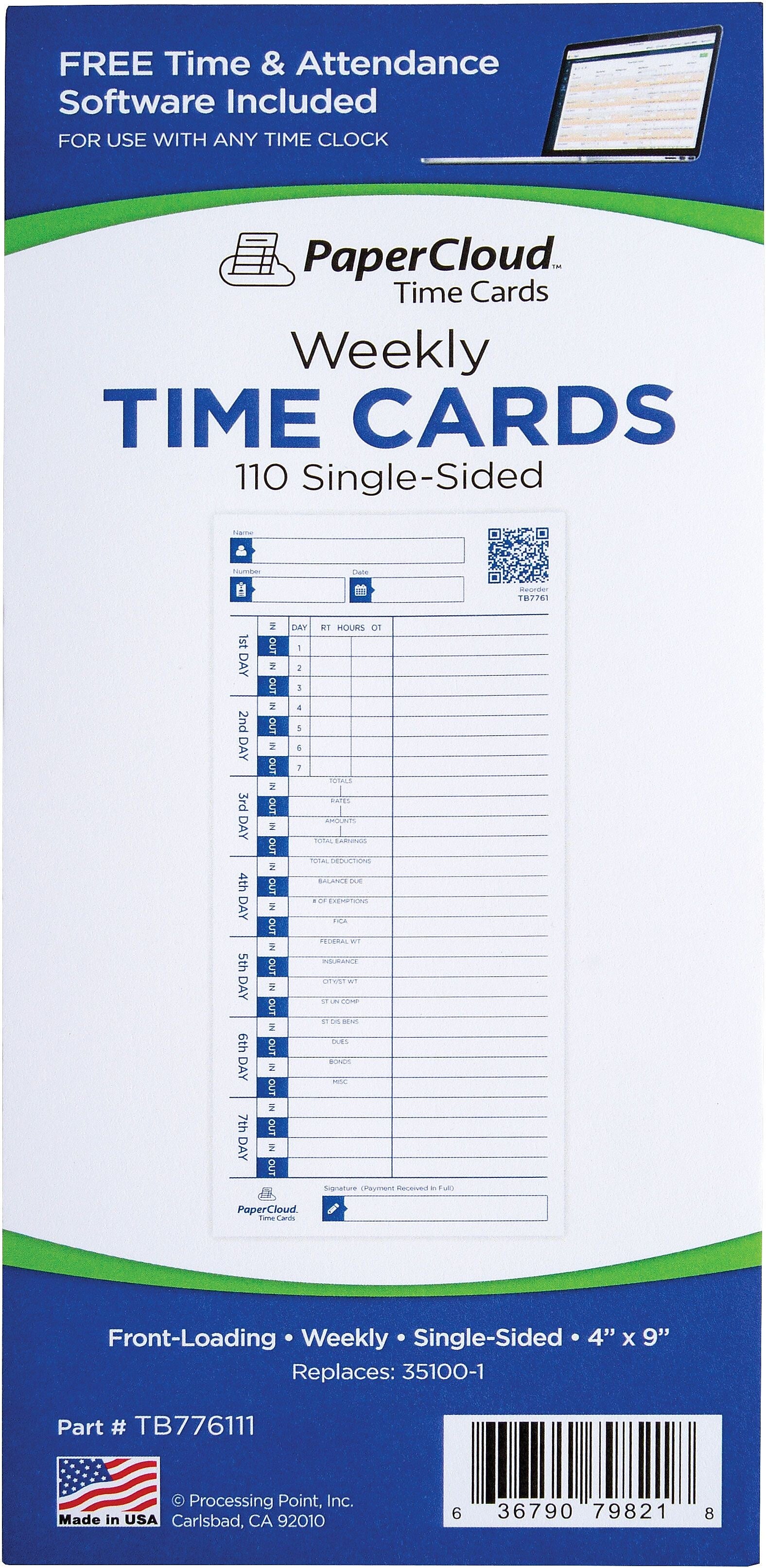 PaperCloud Weekly, Single Sided, 4 x 9, 110 pk, (TB776111)