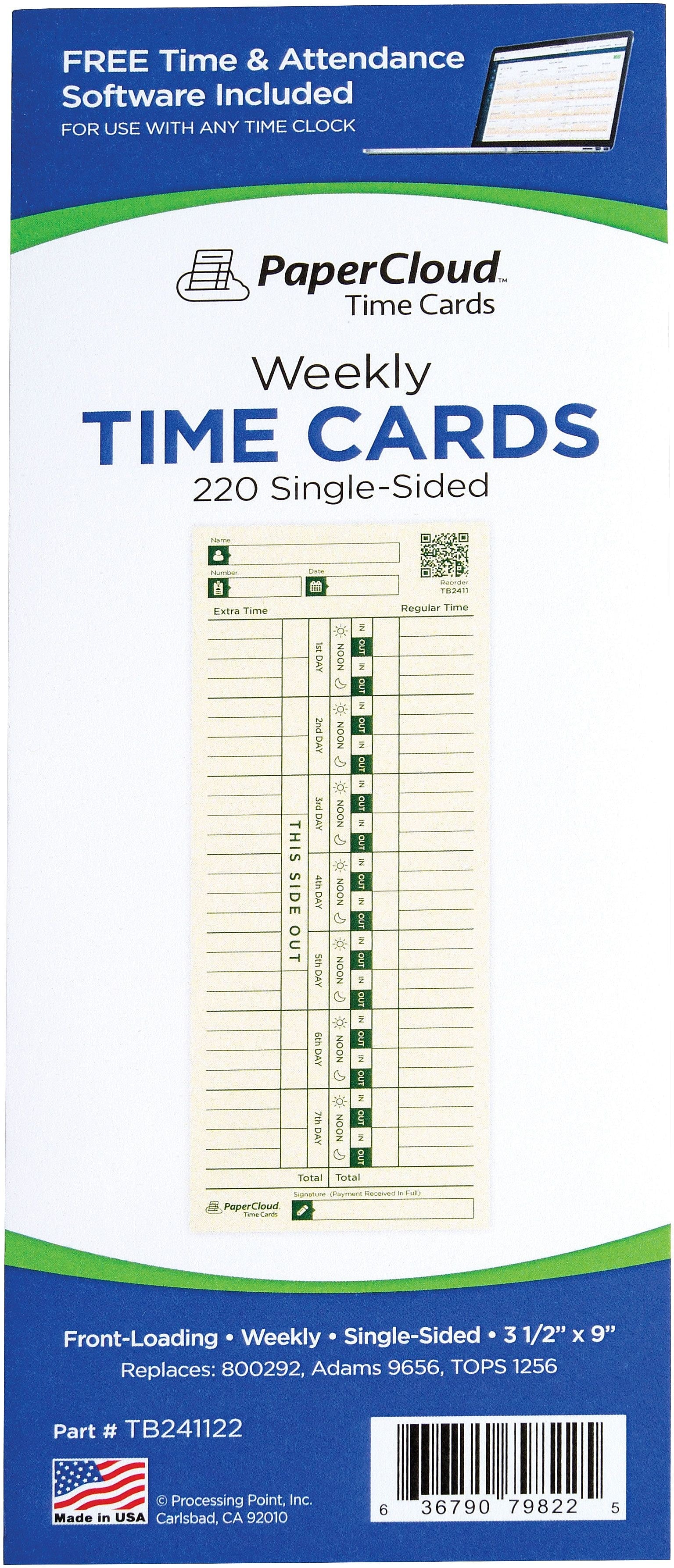 PaperCloud Weekly, Single Sided, 3 1/2 x 9, 220 pk, (TB241122)