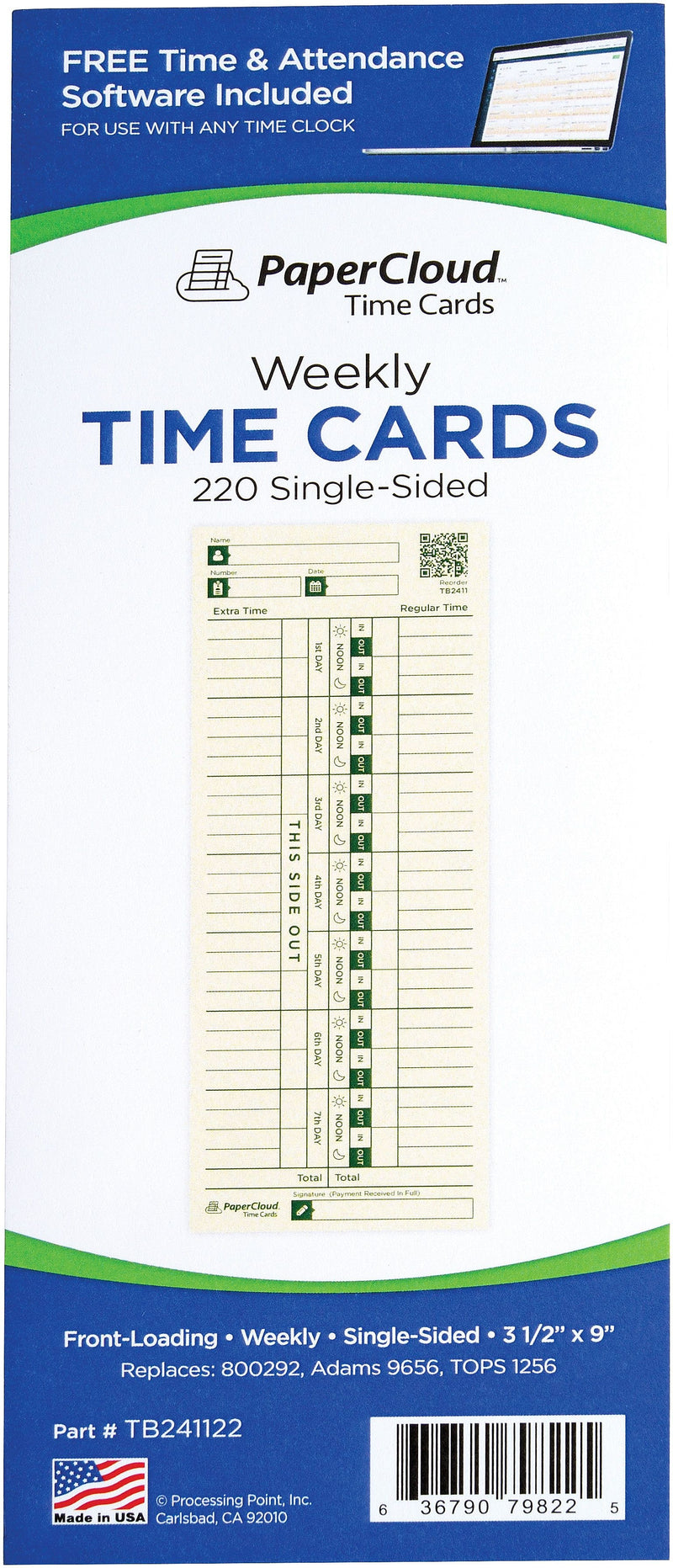 PaperCloud Weekly, Single Sided, 3 1/2 x 9, 220 pk, (TB241122)