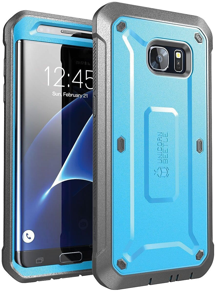 SUPCASE Unicorn Beetle Series Pro Fullbody Protection Case with Screen Protector & Holster for Samsung Galaxy S7 Edge, Blue