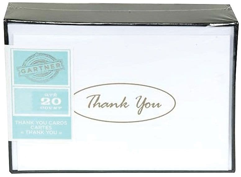 Gartner Studios Personal Thank You Notecards, Gold, 20/Pack (72101)