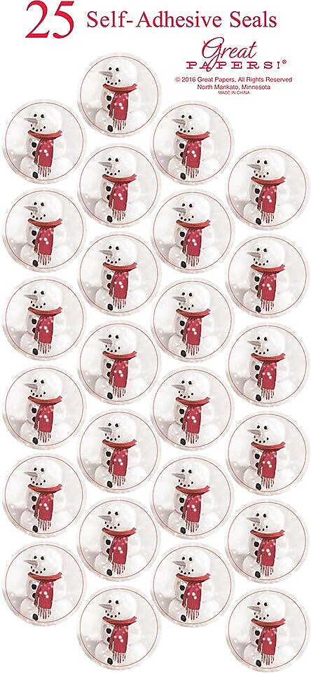 Great Papers! 1" Snowman with Red Scarf Seals, 25/Count (2015106)