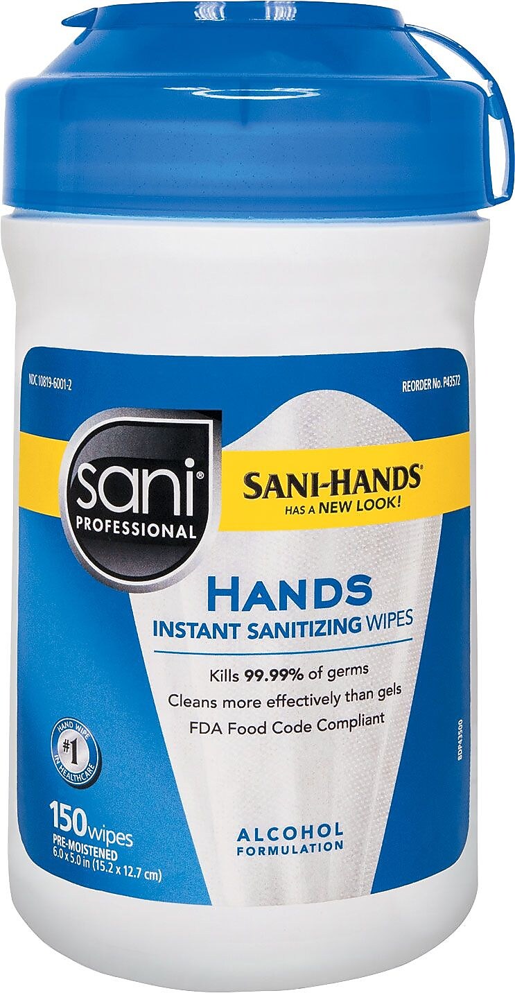 Sani Professional Hands Instant Sanitizing Wipes, 150/Pack  (P43572)