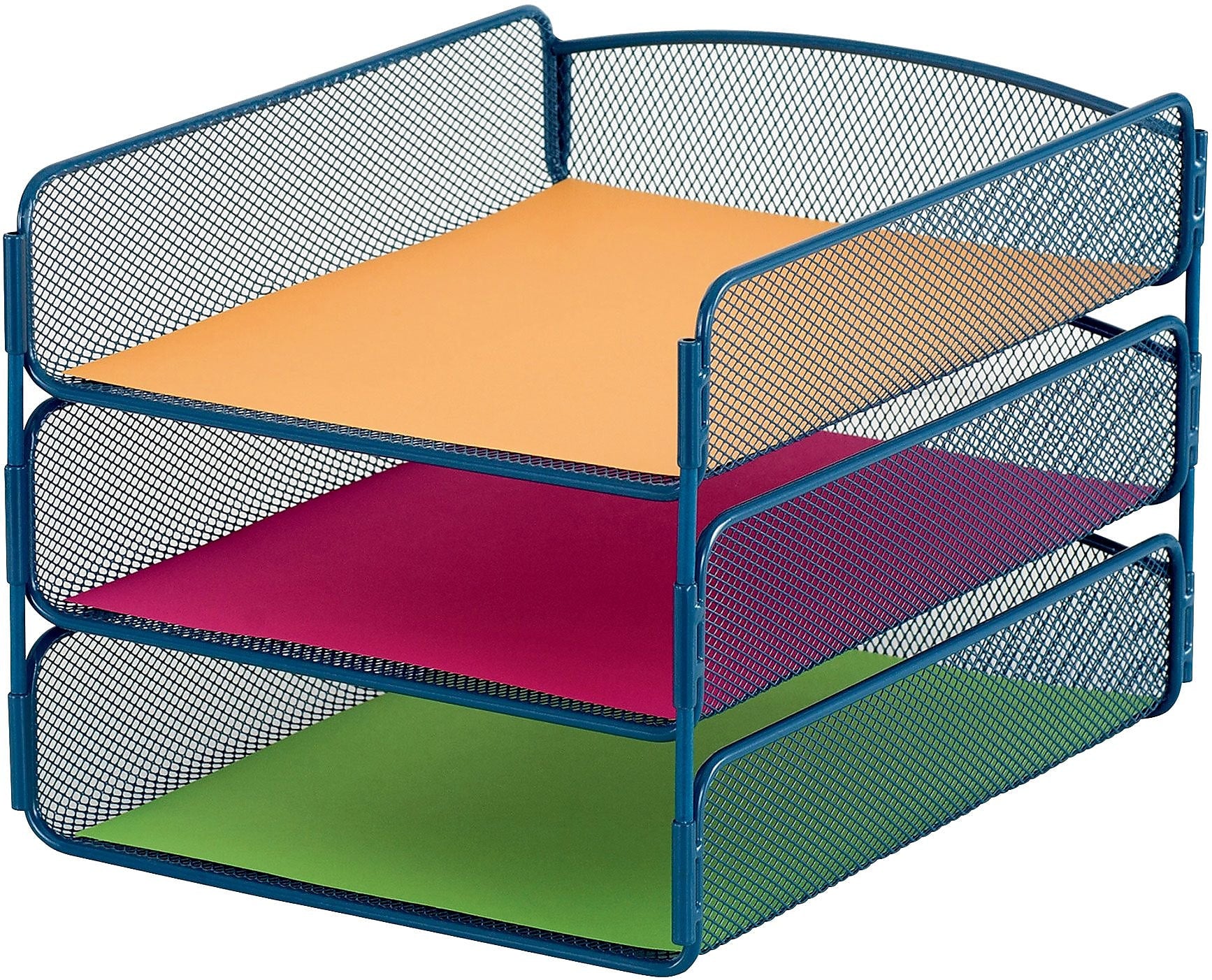 Onyx™ Triple Tray Mesh Desk Organizer, Blue