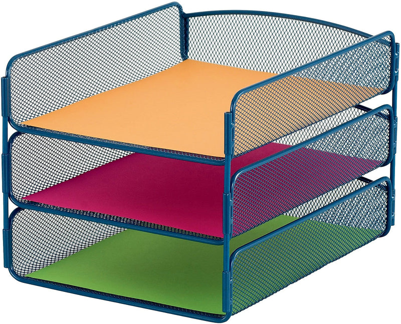 Onyx™ Triple Tray Mesh Desk Organizer, Blue