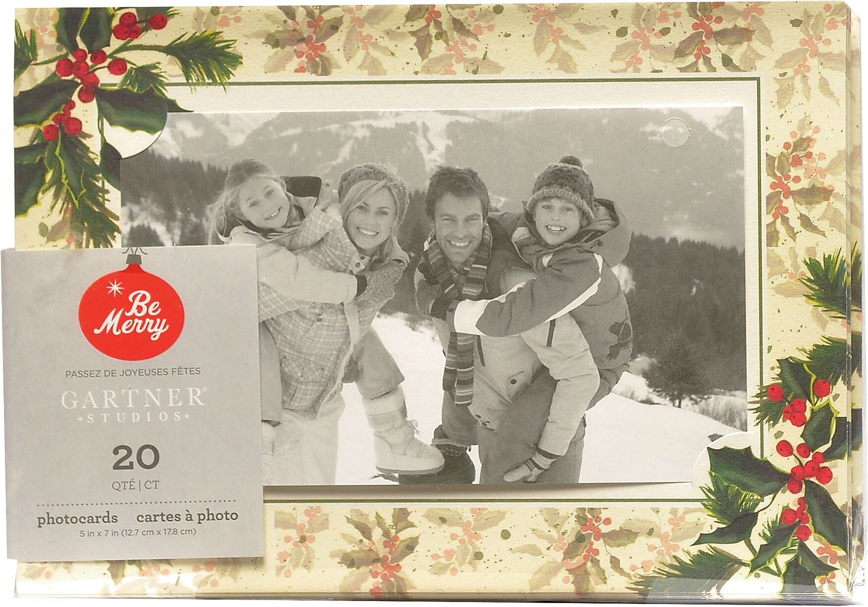 Gartner Studios, Painterly Holly Photocard, 5" x 7", 20 Pack (64723)