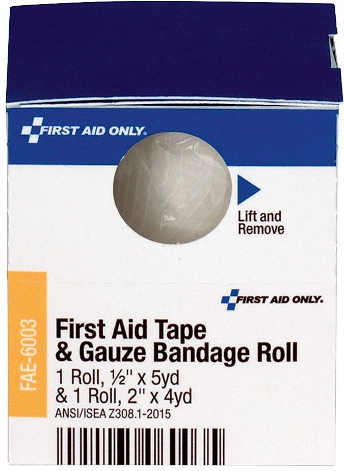 SmartCompliance First Aid Only Refill First Aid Tape & Conforming Gauze Bandage Roll, 0.5" x 5 yds., 2/Box (FAE 6003)