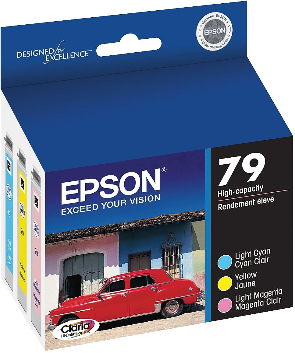 Epson T79 Light Cyan/Yellow/Light Magenta High Yield Ink Cartridge, 3/Pack
