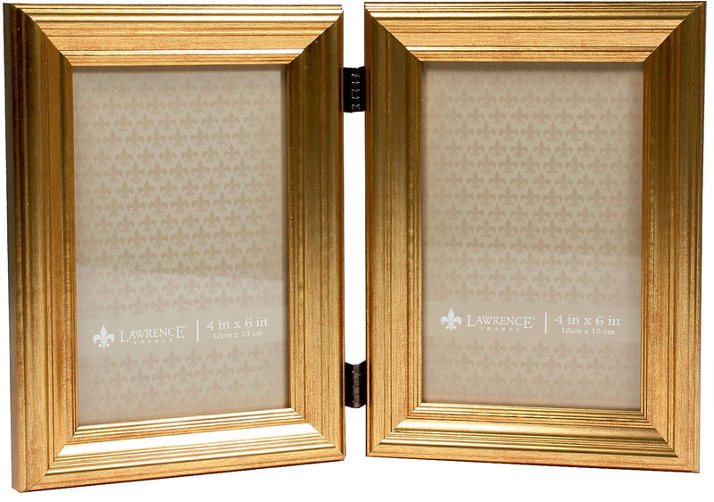 Lawrence Frames 4x6 Hinged Double Sutter Burnished Gold Picture Frame
