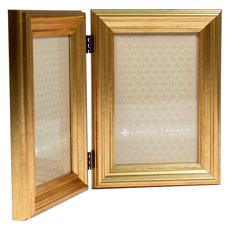 Lawrence Frames 4x6 Hinged Double Sutter Burnished Gold Picture Frame