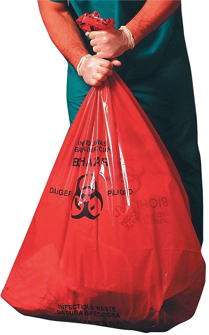 Heritage 30-33 Gallon Healthcare Printed Biohazard Trash Bags/Liners, 33x40, High Density, 14 Mic, Red, 250/Carton (Z6640HR P01)