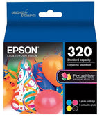 Epson T320 Black/Cyan/Magenta/Yellow Standard Yield Ink Cartridge, 4/Pack (T320)