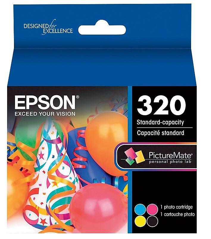 Epson T320 Black/Cyan/Magenta/Yellow Standard Yield Ink Cartridge, 4/Pack (T320)