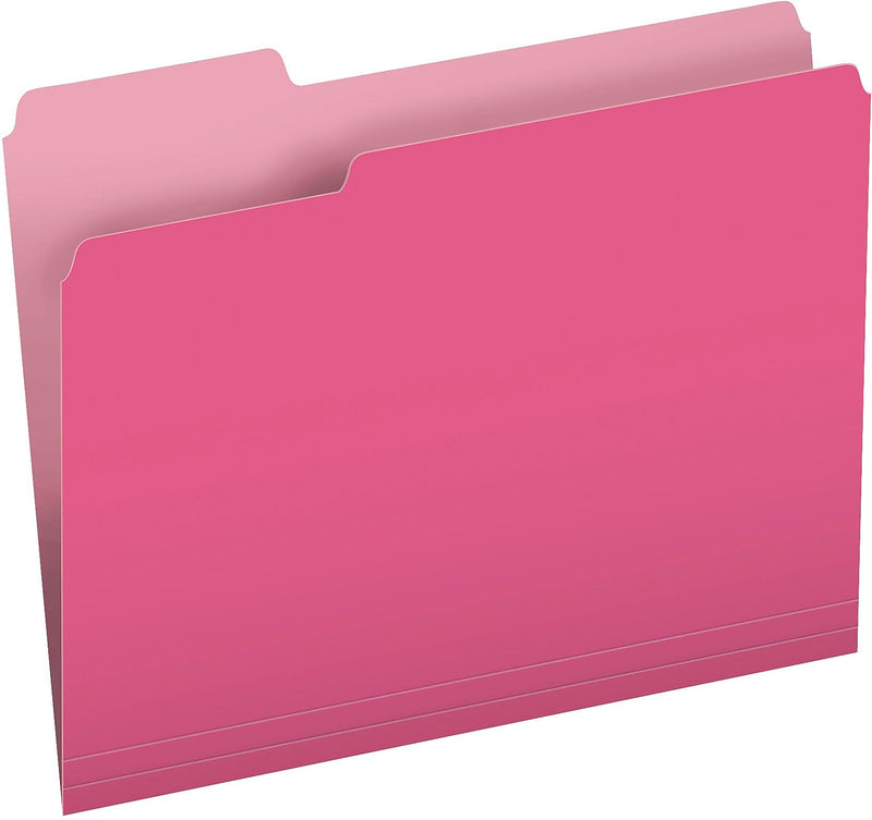 Pendaflex Recycled File Folder, 1/3-Cut Tab, Assorted, Letter Size, Pink/Light Pink, 100/Box (152 1/3 PIN)