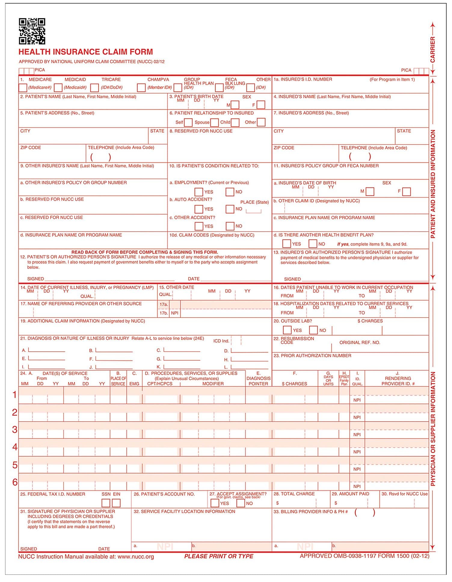 TOPS Centers for Medicare and Medicaid Services Forms, 8-1/2" x 11", 250/Pack (50135RV)