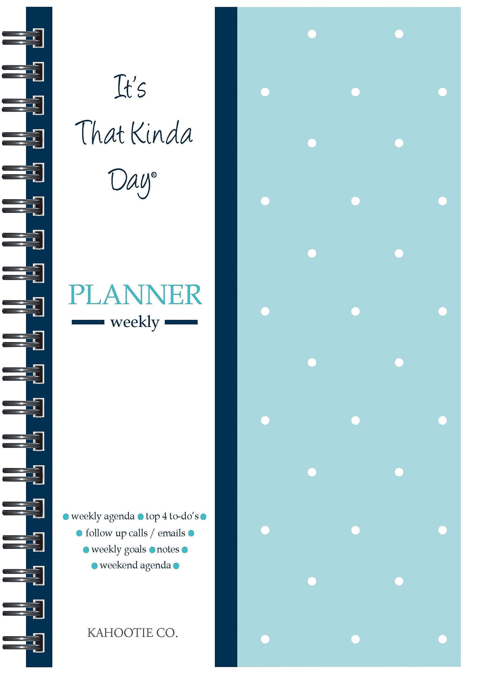 Kahootie Co Weekly Planner, 6" x 9", Teal Polka Dot (ITKWTPD)