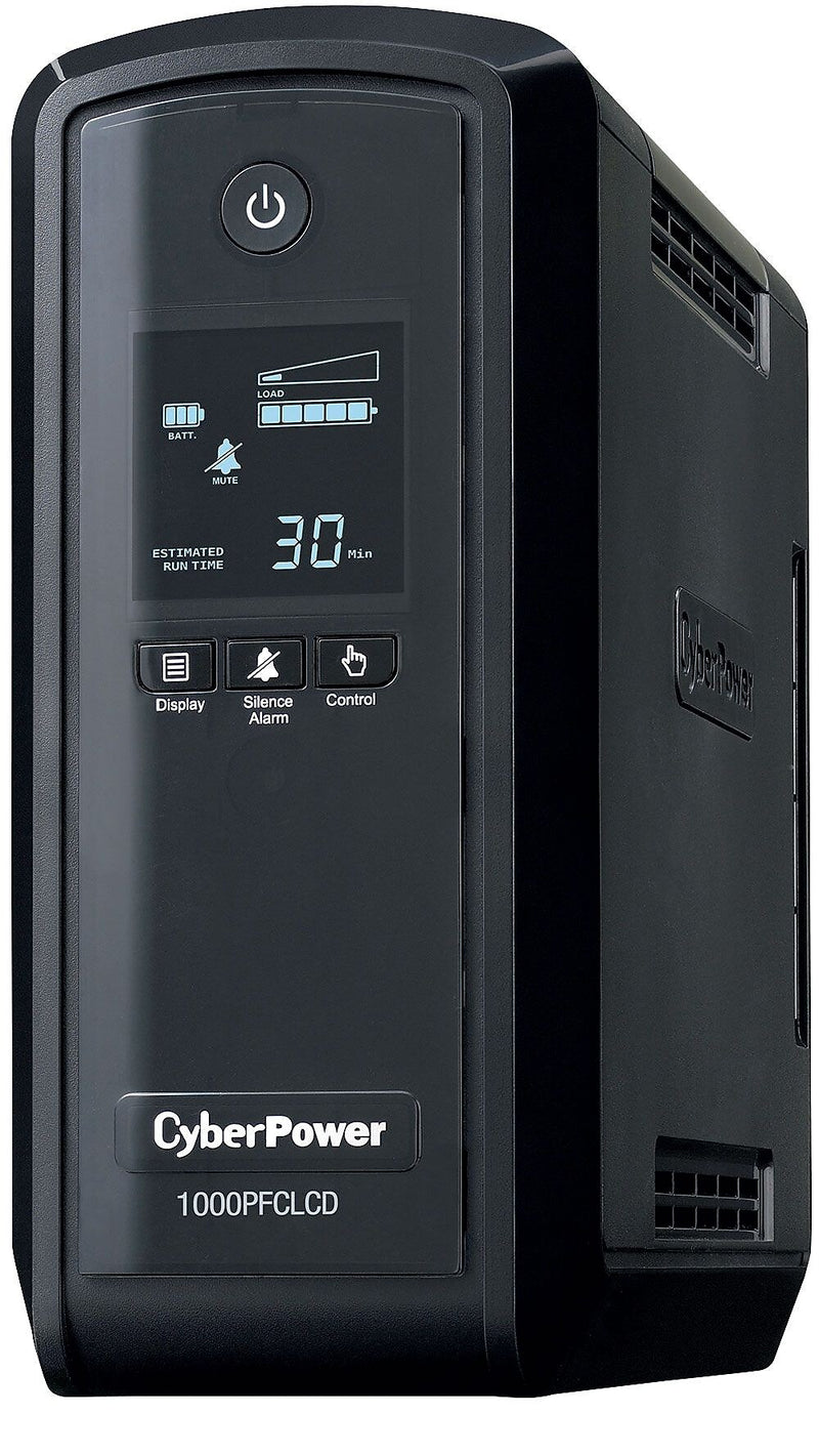 CyberPower PFC Sinewave Series 1000VA UPS, 10-Outlets, Black (CP1000PFCLCD)