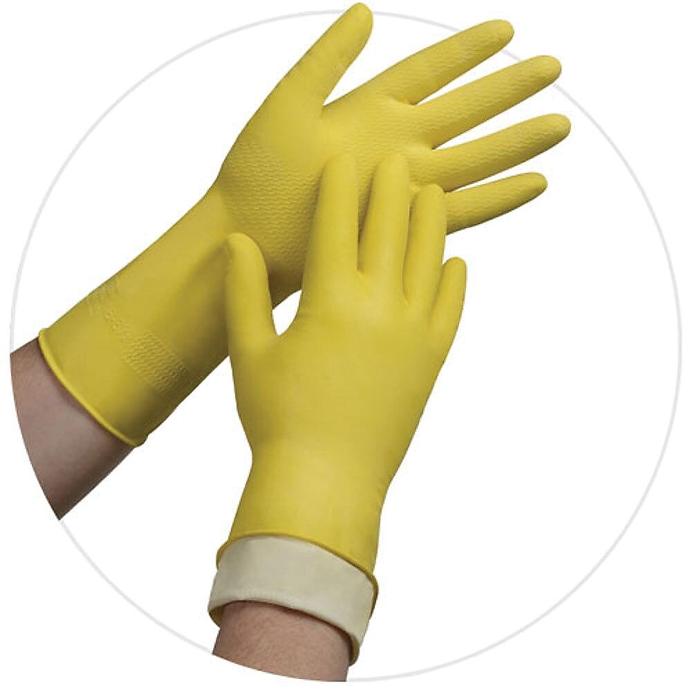 Ambitex Pro L6500 Series Flock Lined Latex Gloves, Yellow, Small, 12 Pairs (LSM6500)