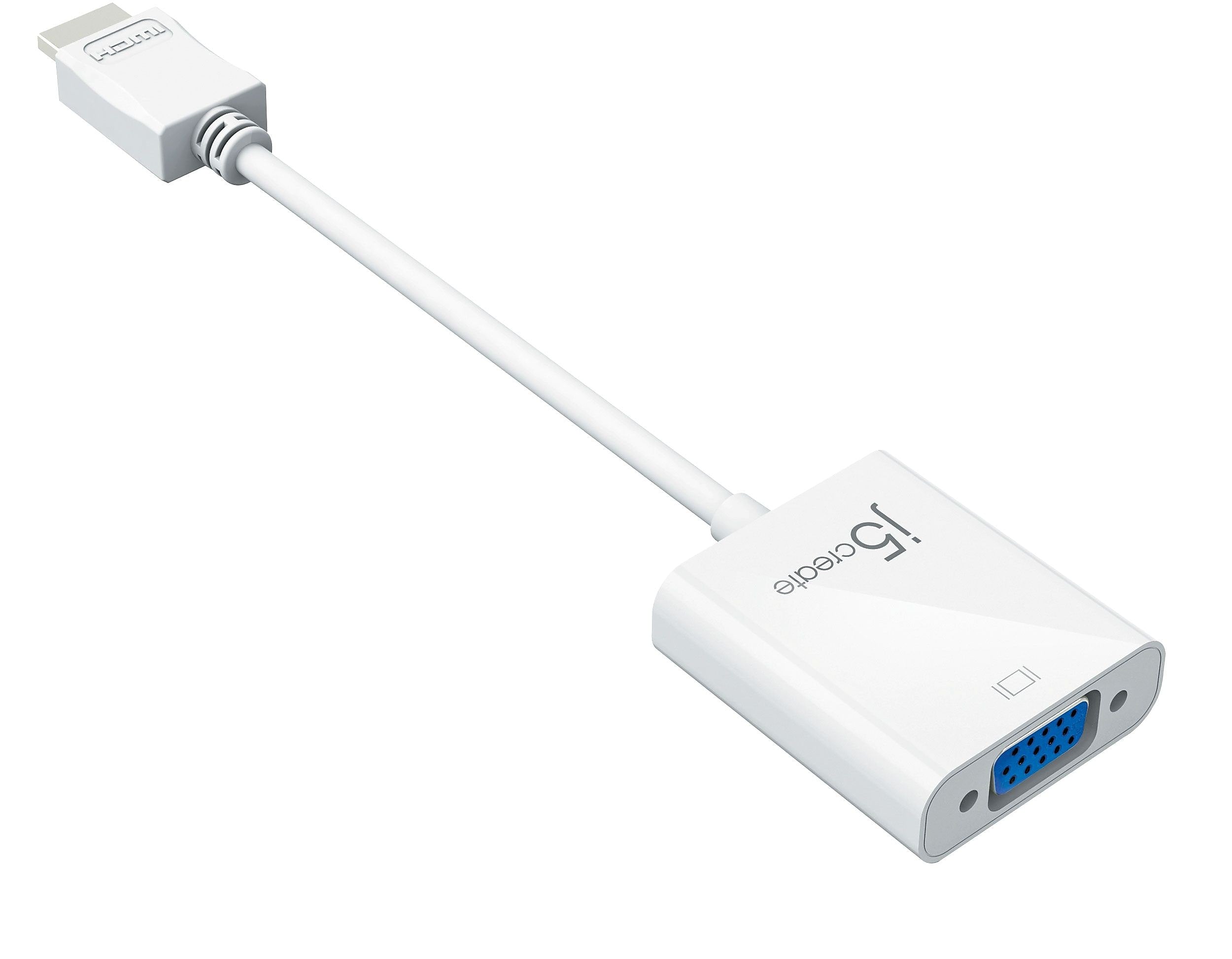 j5create HDMI toVGA Audio/Video Adapter, Male to Female, White (JDA213)