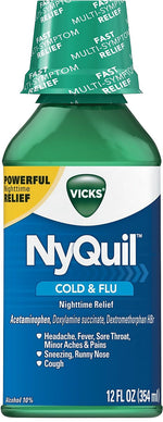 Vicks® NyQuil Cold & Flu Nighttime Liquid, 12 oz Bottle, 12/Carton (PGC01426)