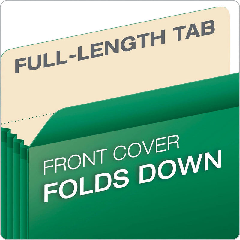Pendaflex 10% Recycled Reinforced File Pocket, 5 1/4" Expansion, Letter Size, Green (2366397)