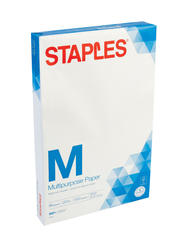 Staples 11" x 17" Multipurpose Paper, 20 lbs., 96 Brightness, 500/Ream (05033)
