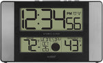 La Crosse Technology Atomic Digital Clock with Temperature and Moon Phase, Aluminum finish (513-1417AL)