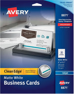 Avery Clean Edge Business Cards, 2" x 3 1/2", Matte White, 200 Per Pack (8871)