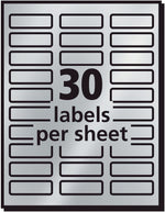 Avery Inkjet Foil Mailing Labels, Silver, 3/4" x 2-1/4", 30 Labels/Sheet, 10 Sheets/Pack, 300 Labels/Pack (8986)