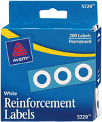 Avery Self-Adhesive Plastic Reinforcement Labels, White, 4800 Labels/Carton (13967/5729)