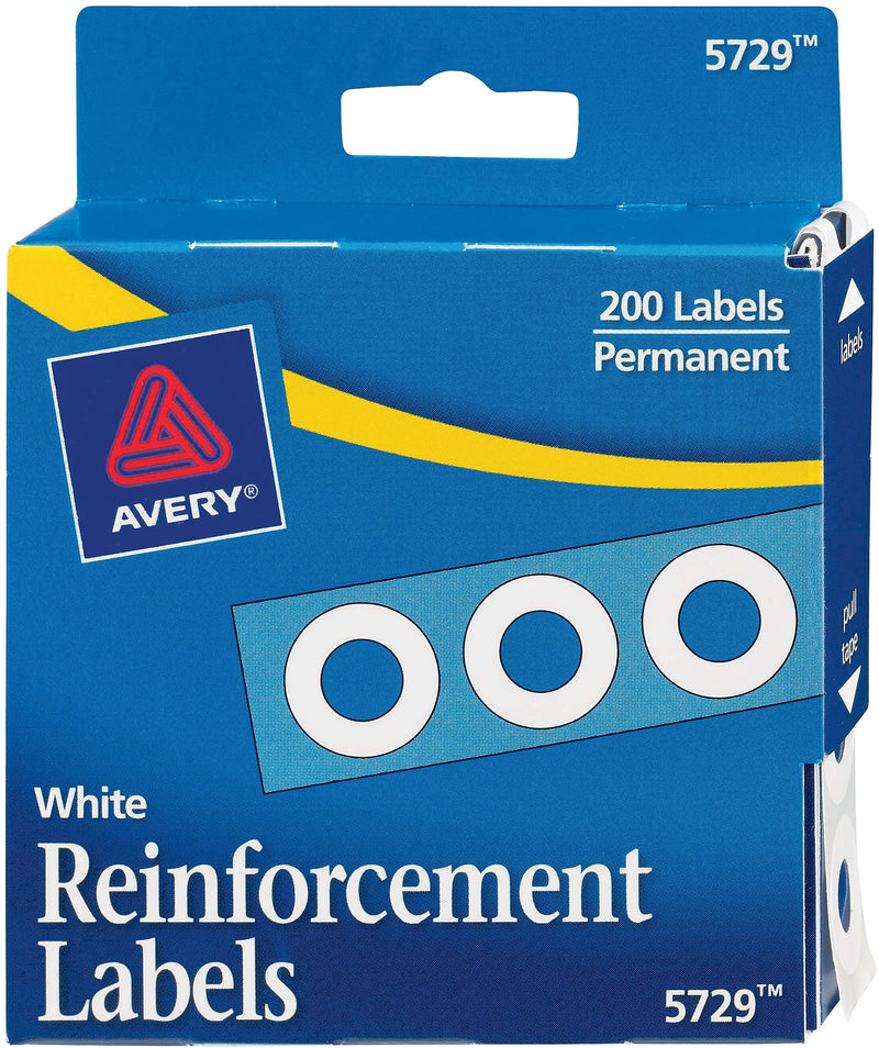 Avery Self-Adhesive Plastic Reinforcement Labels, White, 4800 Labels/Carton (13967/5729)