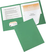 Avery® Two-Pocket Folders 47977, Green, Pack of 25