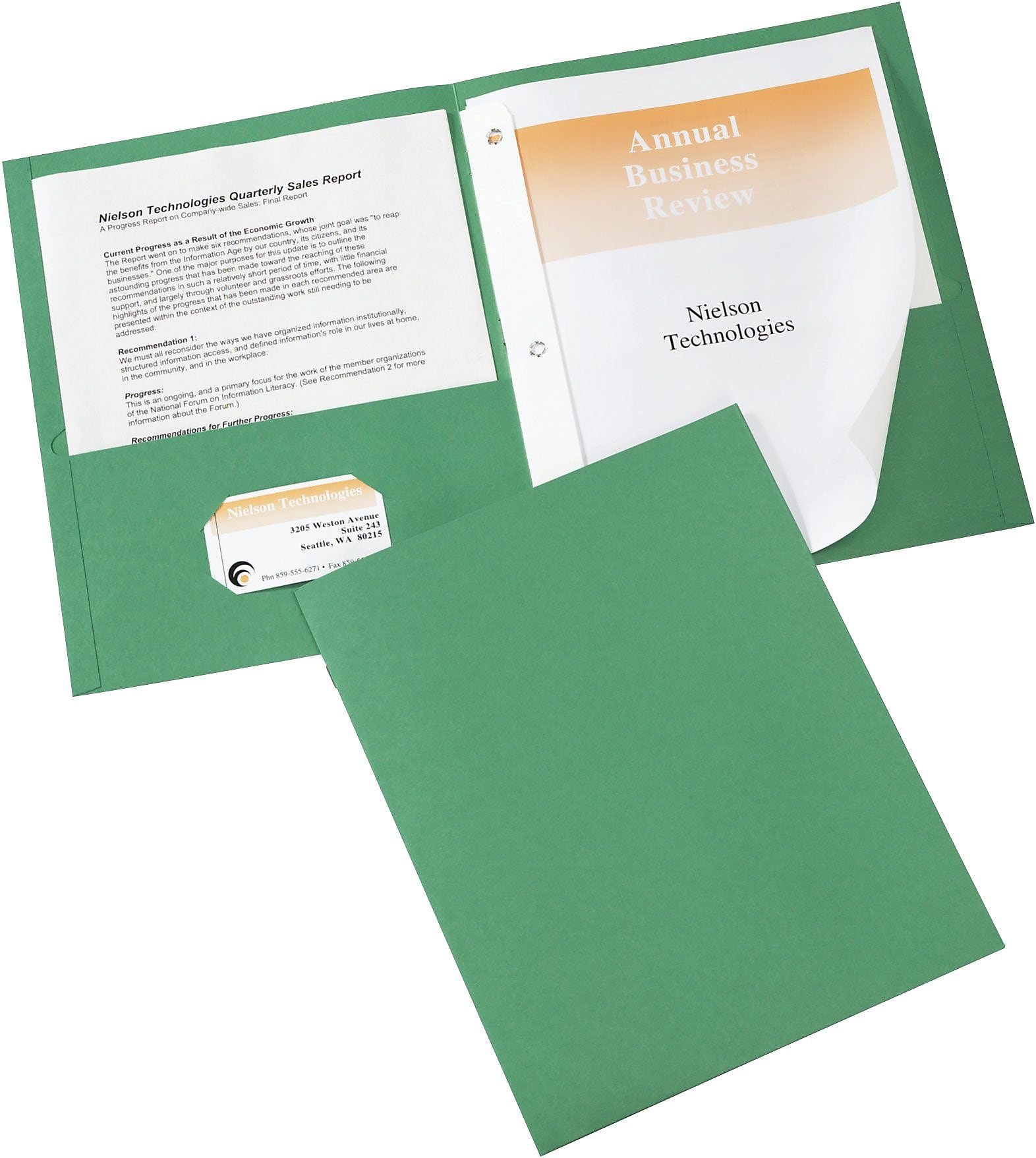 Avery® Two-Pocket Folders 47977, Green, Pack of 25
